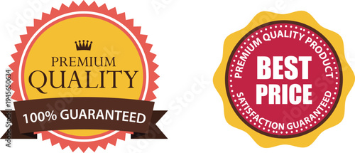 Premium quality and best price guarantee badges for products