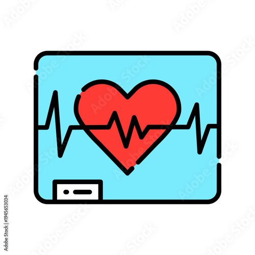 ECG Heart Rate Icon Professional UI Symbol for Cardiac Monitoring,