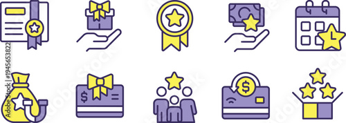 Illustrations of rewards, gifts, and financial incentives for loyalty programs