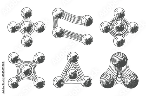 Abstract Molecular Structures and Atomic Models in Sketch Style