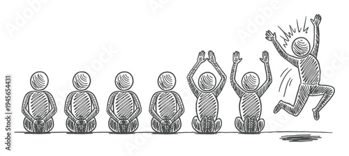 Stick Figure Progression: From Sitting Still to Jumping for Joy