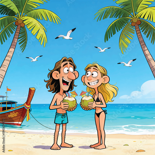 Couple on their tropical holidays 