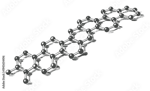 Stylized Illustration of a Complex Molecular Structure with Hexagonal Rings