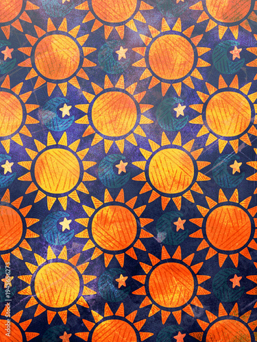 sun, moon, and star celestial pattern