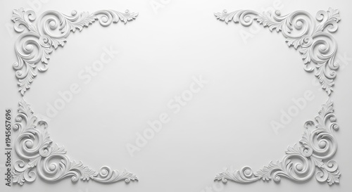 White Ornate Corner Flourish - Decorative Vintage Frame Elements