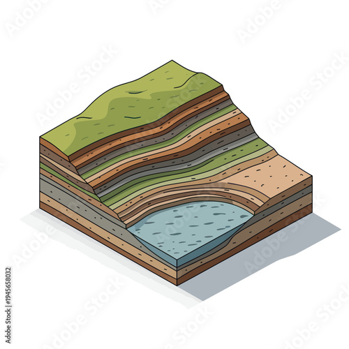 Geological Cross Section Diagram Layers Earth.
