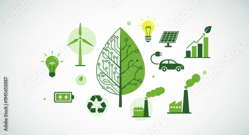 Green Energy and Sustainability Concept with Renewable Resources.