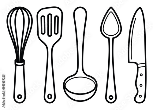 Black and White of Kitchen Utensils