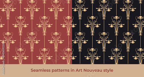Vászonkép Seamless pattern Art Nouveau, Art Deco. Collection print