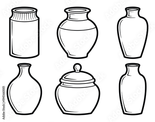 Six Outline of Various Vases and Jars