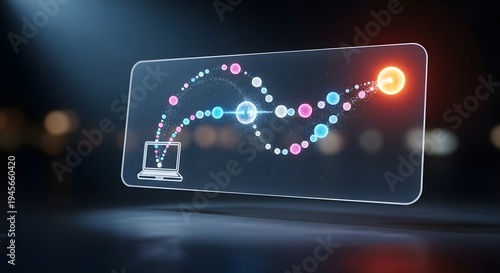 Wallpaper Mural Abstract Technology Interface with Colorful Spheres on Dark Background Torontodigital.ca