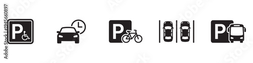 Car parking vector icons. Parking and traffic signs isolated on white background. Vector illustration. Vector Graphic. EPS 10
