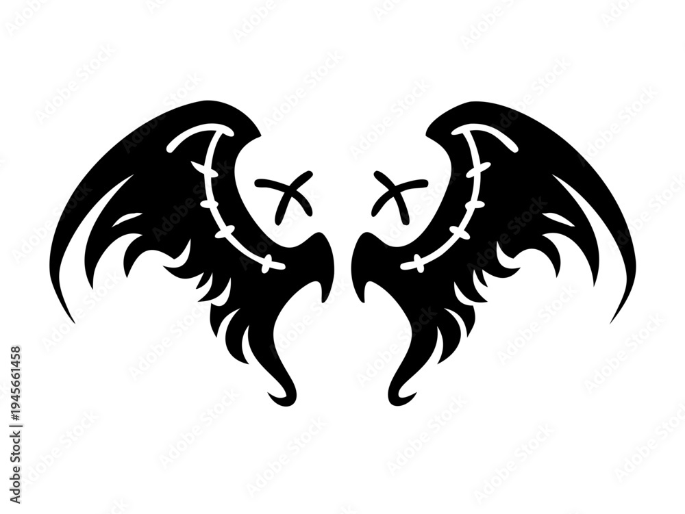 Naklejka premium Gothic Wings Tattoo Vector