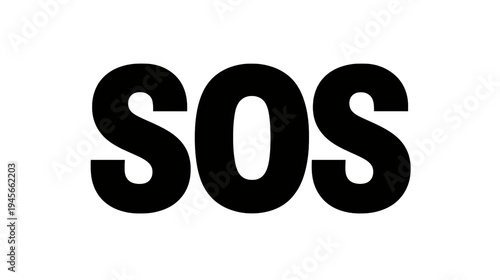 Minimalist dark gray SOS sign isolated on a black background, hidden or faded request for help and emergency signal.
