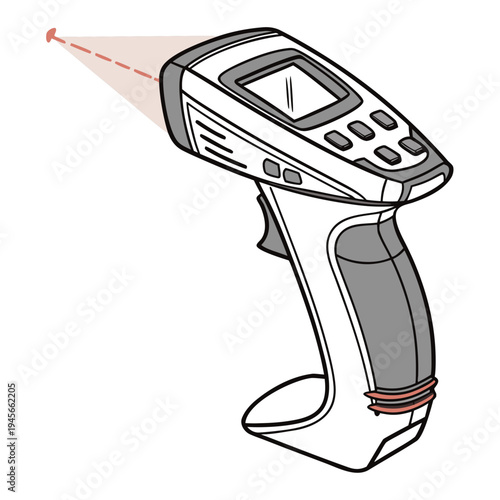 Infrared thermometer gun with red laser pointer on white background temperature measurement