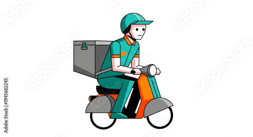 Delivery Driver on Scooter with Insulated Food Box.