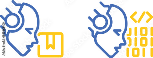 Digital minds merging with binary code and human thought processes