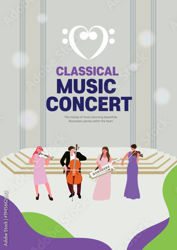 Classical music orchestra concert performance stage poster illustration