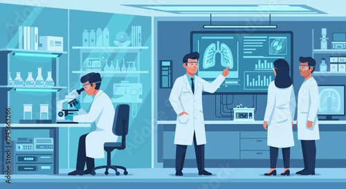 Scientists working in a laboratory setting.