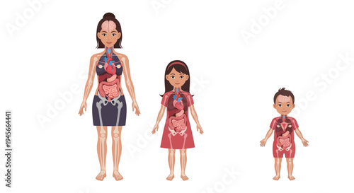 illustration of family in matching hawaiian shirts.