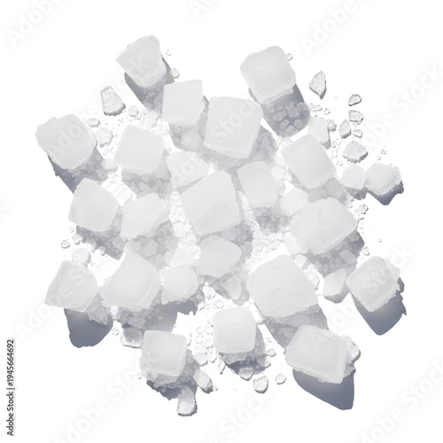 Pile of ice cubes and crushed ice
