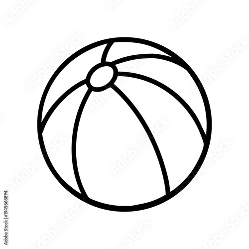 Simple line art beach ball illustration for summer fun and vacation games outline drawing vector graphic