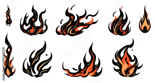 fire, flame, flames, blaze, burn, ignite, spark, flare, inferno, wildfire, bonfire, torch, furnace, heat, hot, glow, ember, combustion, energy, power, silhouette, black, shadow, outline, contour, symb