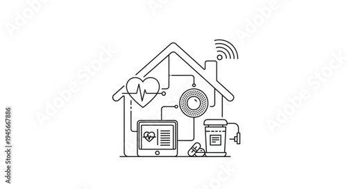 Smart Home Health Monitoring System Concept Illustration.