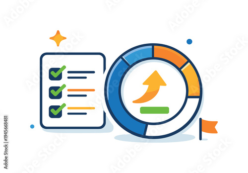 Personal habit tracking and self improvement routine helping individuals build consistency and achieve long term lifestyle goals, a small checklist beside a circular progress indicator