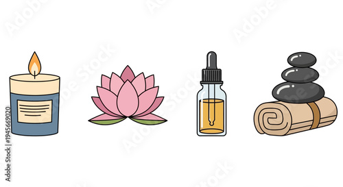 Spa items for relaxation therapy.