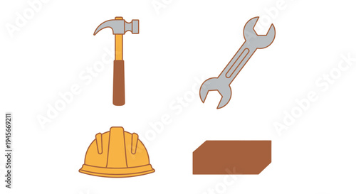 Construction tools and safety equipment.