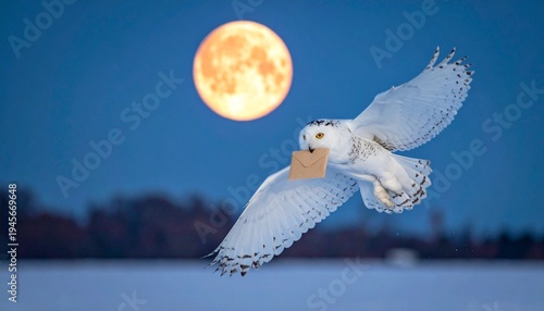 Magical Owl Delivering Letter in Moonlight – Fantasy Night Flight