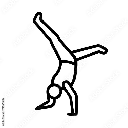 Vector outline of a person doing a handstand pose for gymnastics fitness and artistic movement training
