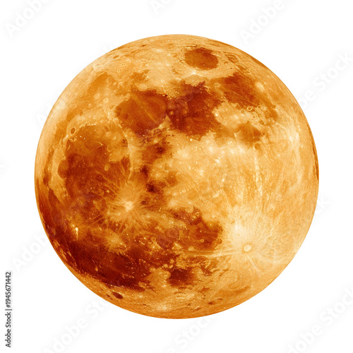 Full orange moon isolated on white background