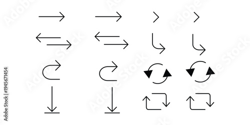 Arrows icon set. Black arrows