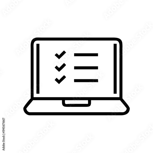 Online survey form checklist on laptop for digital task management and productivity application tool