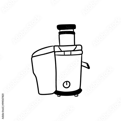 Electric Juicer Machine Vector Illustration in Hand Drawn Doodle Style