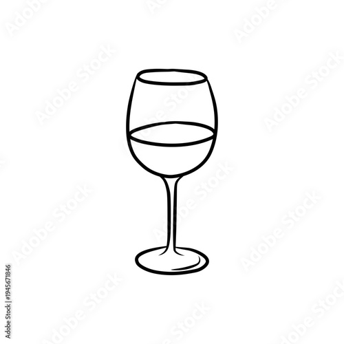 Wine Glass Vector Illustration in Hand Drawn Doodle Style