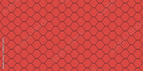 Snake skin background. Seamless pattern of squama, reptile scale. Chinese minimalistic grid art. Serpent surface texture in red and gold colors. Asian geometric ornament