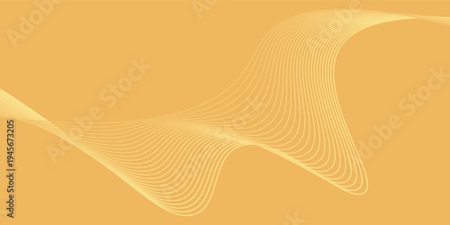 Abstract background with lines and waves. Medium banner size. Element for design isolated. Vector background for brochure, booklet, flyer, poster. Orange and yellow gradient