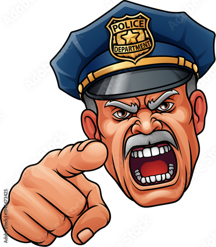 A policeman angry police man cartoon character cop illustration