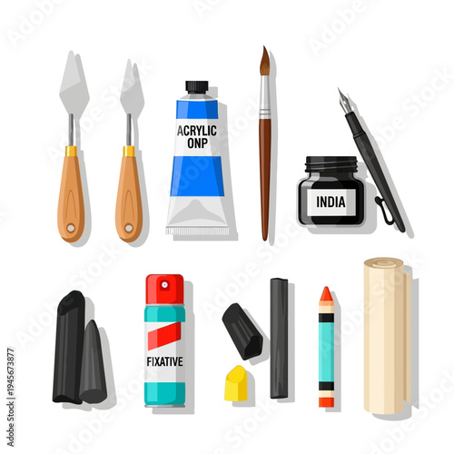 Art Supplies Collection: Painting and Drawing Tools for Artists