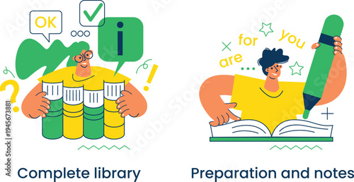 Contrast between having a complete library and preparing study notes