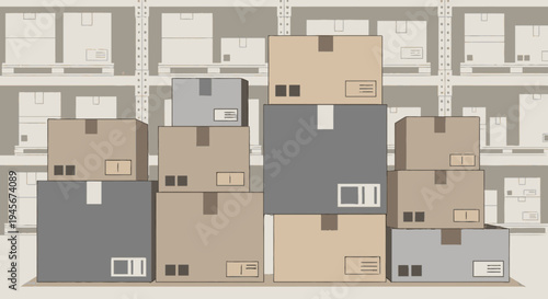 Stacked Shipping Containers in Various Colors.