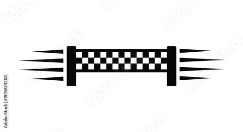 Black and white checkered flag with speed lines a striking silhouette