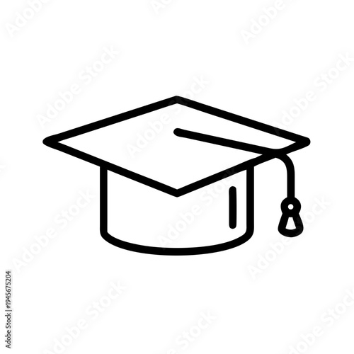 Graduation cap mortarboard hat vector icon for education achievement ceremony and academic success design