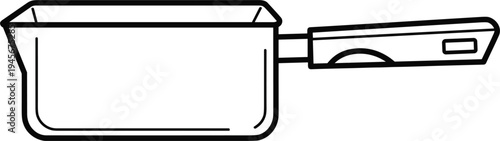 Kitchen Cooking Pot with Handle Minimal Line Art Illustration for Cookware, Kitchen Utensils, Food Preparation and Culinary Equipment Design