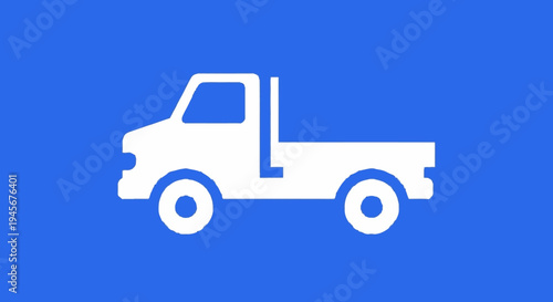 White Tow Truck Icon on Blue Background.