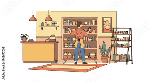 Woman Shopping at Bookstore or Library.