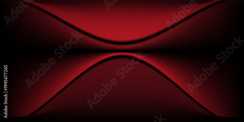 Red studio background. Abstract limbo podium studio room. Dark red gradient wall floor and spotlight scene. Showcase, promotion display. Vector stage mockup illustration
